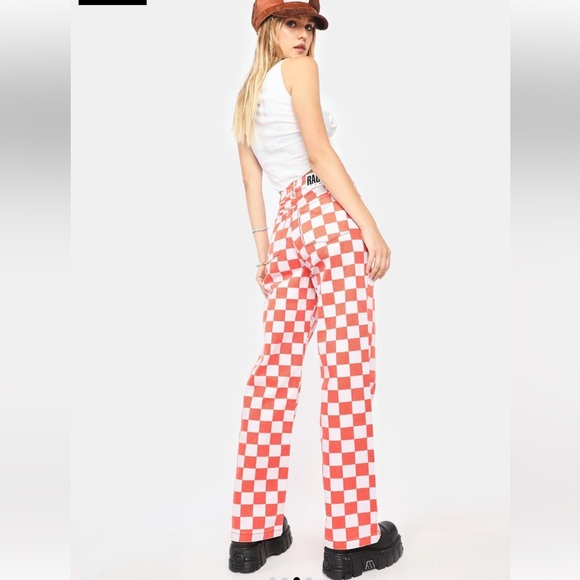 The Ragged Priest Pants - Ragged Priest Red Rook Checkered Jean Pants
